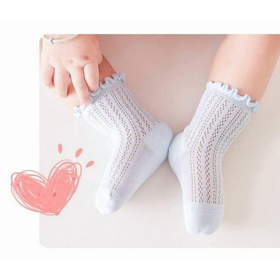 Hauaitttt Socks Summer Thin Mesh Socks Summer Boneless Loose Mid Calf Wooden Ear Design for Ages 1 5 Years Baby Socks Solid Color Toddler Shoe Socks Boys Socks 8 Month Old Baby First Walking Socks