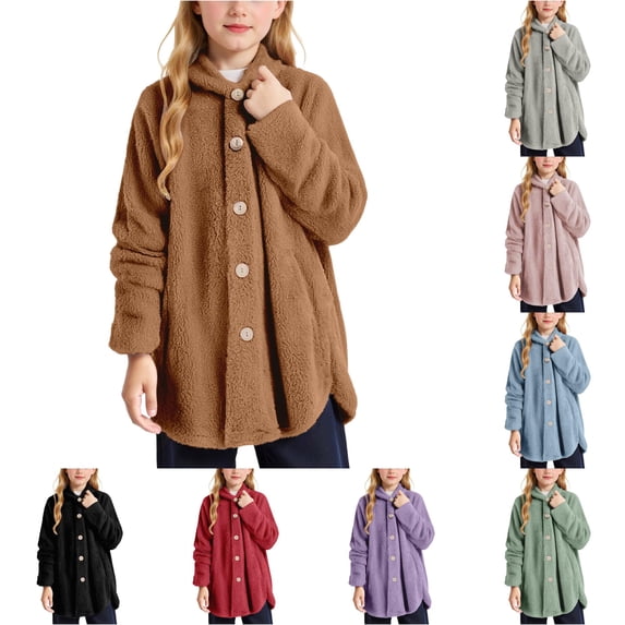 Hauaitttt Soft Jacket for Girls Cozy Winter Outerwear with Pockets Warm Hooded Coat for Toddler and Kids Kids Winter Clothes Girls 5t