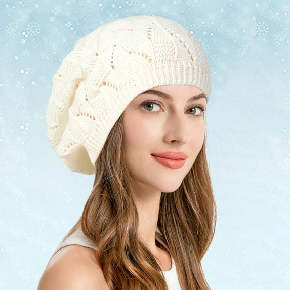 Hauaitttt Soft Knit Airy Cutout Lightweight Slouchy Crochet Beret Hat Head Men Women Painting Hat Large Hat Party Hats 1930s Hat 70s Hats Men Oatmeal Women Winter Hats Adult Hat Wool for Women Lined