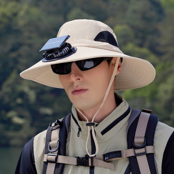 Hauaitttt Solar Fan Bucket Hat for Men Women Wide Brim Sun Outdoor Summer Hiking Fishing Beach Travel Shield Hat Men's Bucket Hat Thermal Hat Coneflower 54 Bucket Hat Warm Reversible Bucket Hat Small