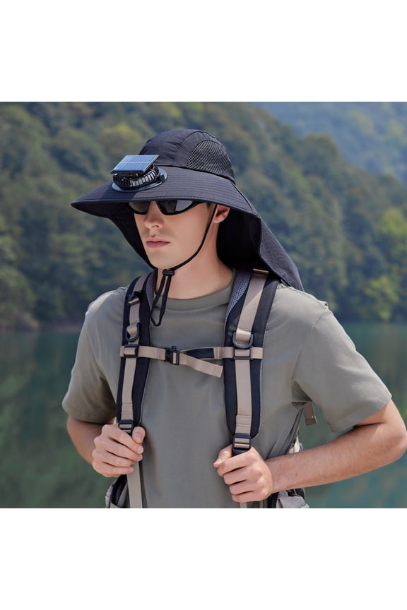 Solar Fan Hat for Men and Women UPF50+ Sun Fisherman Hat with Wide Brim and Sunshade Outdoor Fisherman Hat Boys Straw Hat Hat Black Men's Hat Black Coneflower Men Bucket Hat Drinking Summer