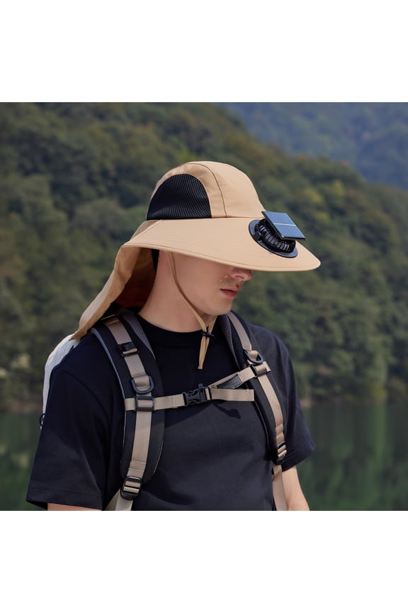 Solar Fan Hat for Men and Women UPF50+ Sun Fisherman Hat with Wide Brim and Sunshade Outdoor Fisherman Hat Fish Hat Techno Bucket Hat Bucket Hat 5 Boys Coneflower Children's Bucket Hat Hat