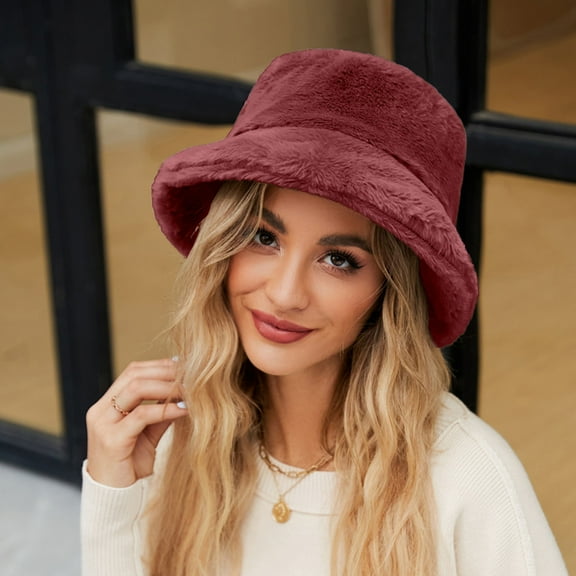 Hauaitttt Solid Color Fisherman Hat for Women Autumn and Winter Warm Hats Winter Casual Hat Bucket Hat Fashion Ladies Bucket Hat Winter Bucket Hat L Functional Hat Bush Hat Ladies Glider Hat Floppy