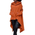 thumbnail image 1 of Hauaitttt Solid Irregular Long Size Tops Sleeve Women Sweatshirt Hood Plus Blouse Sweater Women's Blouse Loose Fit Womens Summer Shirts Loose Fit Turtleneck Women Petite Ladies Shirt Long Sleeve, 1 of 6
