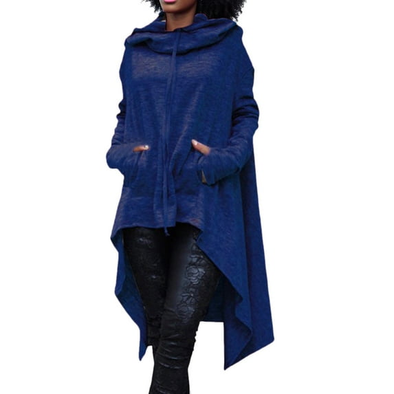 Hauaitttt Solid Irregular Long Size Tops Sleeve Women Sweatshirt Hood Plus Blouse Sweater Women's Blouse Short Sleeve Athletic Shirt Women Casual Tee T Shirt Cheer Long Sleeve Shirt Exercise Shirt