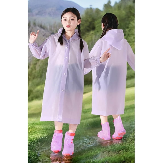 Hauaitttt Spring Summer and Autumn Boys' and Girls' Plain Color Buttoned Thick Poncho Raincoats Rain Ponchos Hooded Boy Rain Coats for Little Girls Kids Raincoat Size Small Kids Girl Size 6 Clothes