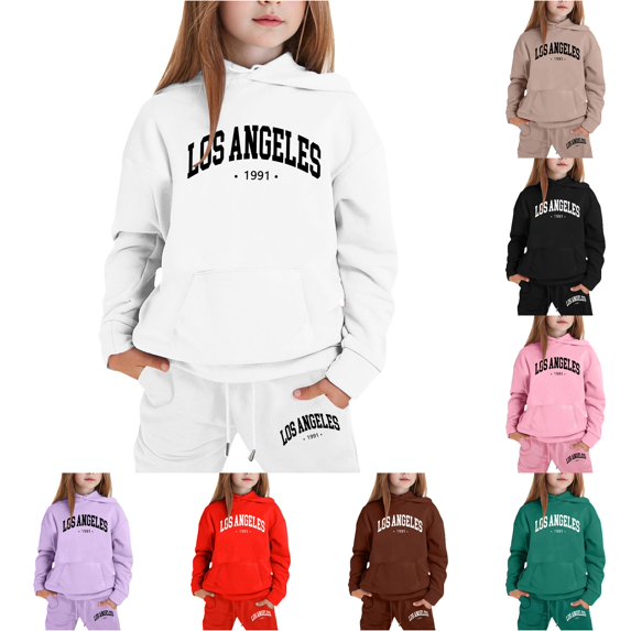 Hauaitttt Stylish Girls Outfits Set for Casual Winter Wear Printed Hooded Sweatshirt Ensemble for Ages 1 To 9 with Easy Care Instructions Female Baby Clothes