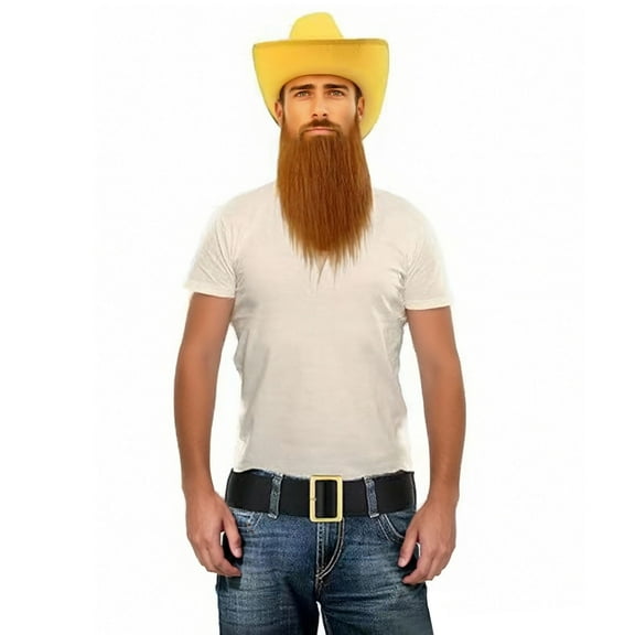 Hauaitttt Suitable for Stage Performances Yellow with Black Ribbon Cowboy Style Big Brim Hat Brown Moustache Set 30 Birthday Hat for Men Boys Cowboy Hats Cowboy Hat Girls Leather Hat Strap for Party