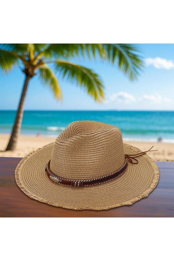 Summer with Accessory Band Large Brimmed Hat Beach Holiday Fashion Casual Style Shade Sun Hat Womens Beach Mens Hat Travel Nine Tails Hat Floppy Hats Men Buoy Hat Cord for Hat Denim Fedora