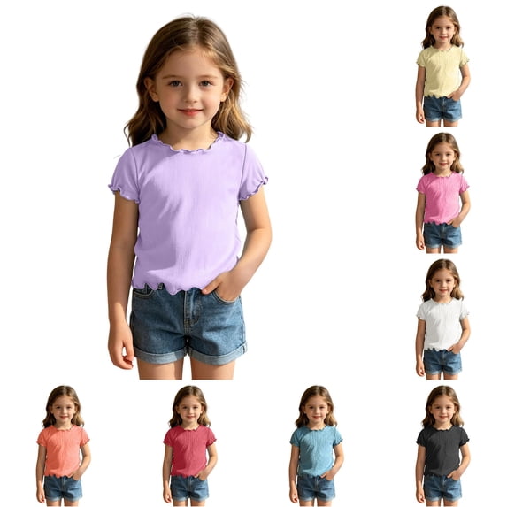 Hauaitttt Summer Girl's Cute and Short Sleeve Ice Silk for Warm Weather 5t Girl Clothes Shirts Kids Toddler Girl Shirt Cw The 1 Shirt Long Sleeve Undershirt Women Junior Size Clothes for Girl Long