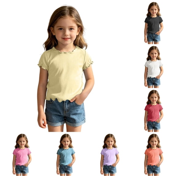 Hauaitttt Summer Girl's Cute and Short Sleeve Ice Silk for Warm Weather 5t Girl Clothes Shirts Kids Toddler Girl Shirt Cw The 1 Shirt Long Sleeve Undershirt Women Junior Size Clothes for Girl Long