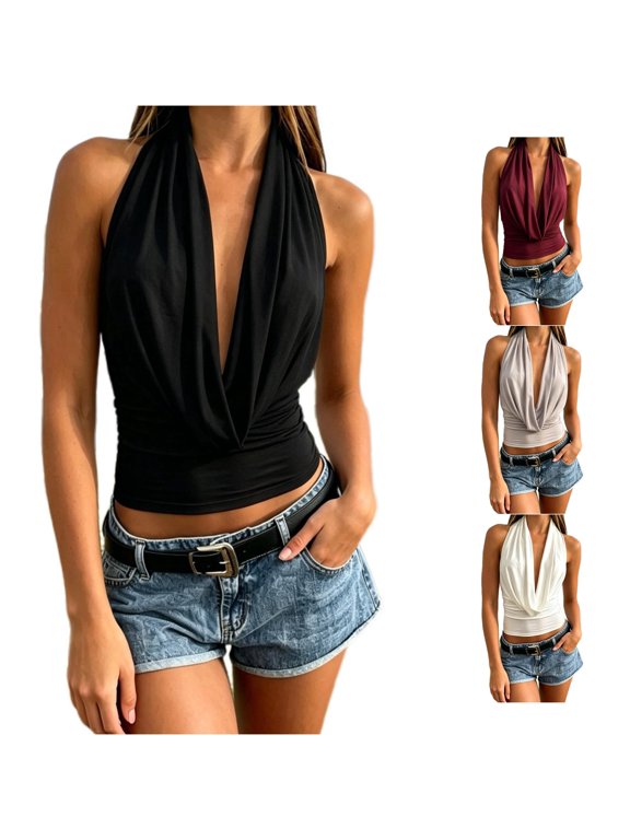 Summer Solid Color Fashion Top Backless Knit Vest Sweater Mens Vest Sweaters Sweater Vest Zip up Sweater Vest for Women Mens Various Color Casual Slim Fit Knit Vest Sweater Split Sweater