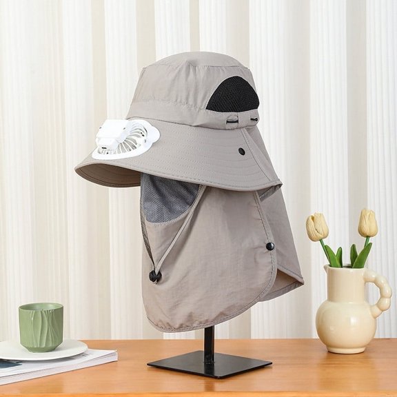 Hauaitttt Summer Sun Hat with Built In Fan for Women Men Outdoor Hiking Travel Beach Daily Wear Lightweight Breathable Drawstring Hat Small Size Hats Brat Hat Ladies Visor Hat Cute Visor Hat Travel