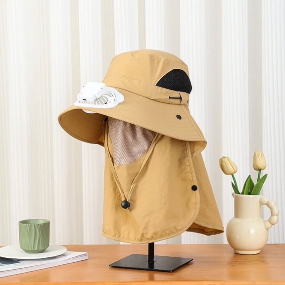 Hauaitttt Summer Sun Hat with Built In Fan for Women Men Outdoor Hiking Travel Beach Daily Wear Lightweight Breathable Drawstring Hat Small Size Hats Brat Hat Ladies Visor Hat Cute Visor Hat Travel