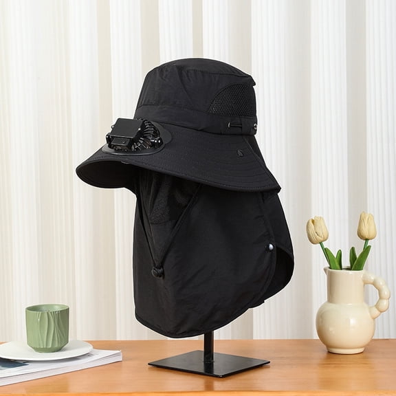 Hauaitttt Summer Sun Hat with Built In Fan for Women Men Outdoor Hiking Travel Beach Daily Wear Lightweight Breathable Drawstring Hat Small Size Hats Brat Hat Ladies Visor Hat Cute Visor Hat Travel