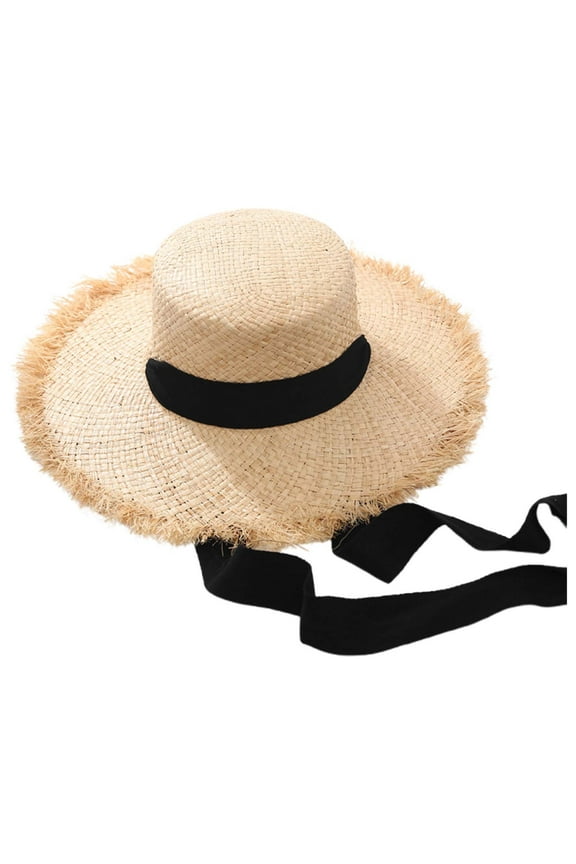 Summer Wide Brim Sun Hat for Women Adjustable Straw Beach Hat Vacation Accessory for Travel and Outdoor Activities Hats for Women Small Head Hat for Women Fashionable Fedora Hats Women