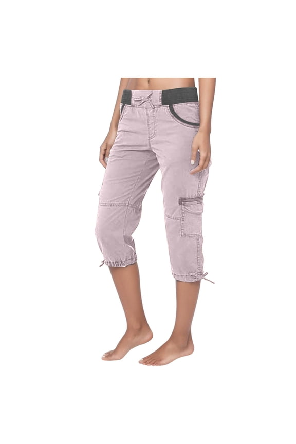 Summer Women Pocket Trousers Outdoor Casual Sports Cropped Pants Overalls Thin Loose Cargo Shorts Womens Casual Pants and Tops Womens Pants Suits Casual Tan Sweatpants Women Business Casual