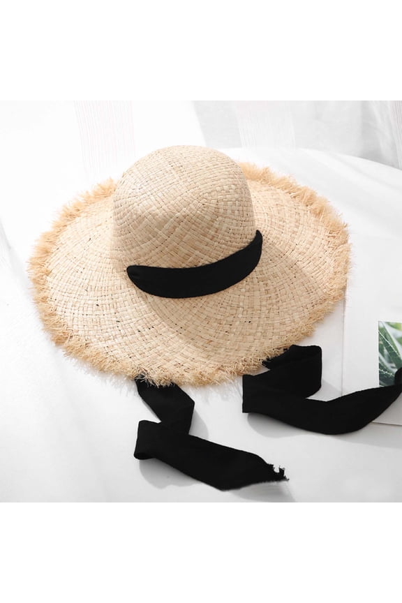 Summer Women's Wide Brim Raffia Sun Hat with Adjustable Strap for Beach Vacation and Sun Women Ocean Ponytail Hat Men Outdoor Hat Designs Hat Fedora Summer Tennis Hat Women Rain Hats Mens