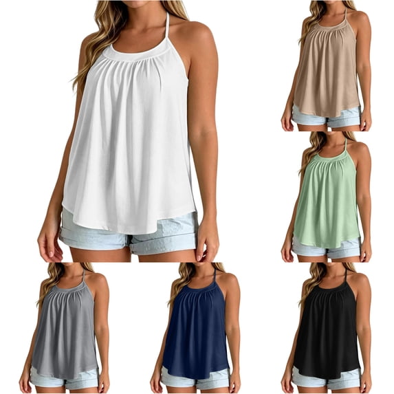 Hauaitttt Tank with Built In Bras Racerback Padded Camisole Top | Racerback Tank for Double Lined Low Cut Tank Relaxed Baggy Spaghetti Strap Camisole Athletic Women