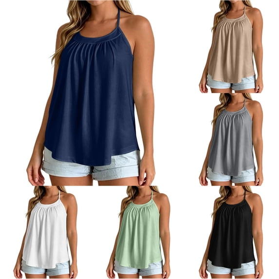 Hauaitttt Tank with Built In Bras Racerback Padded Camisole Top | Racerback Tank for Double Lined Low Cut Tank Relaxed Baggy Spaghetti Strap Camisole Athletic Women