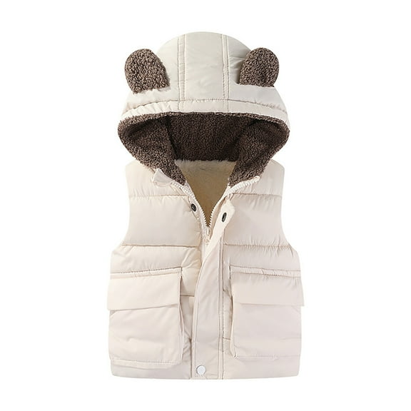 Hauaitttt Toddler Boys Girls Hooded Vest Padded Warm Winter Jacket Sleeveless Bear Ears Zipper up Coat with Pocket 1 7Y Baby Boy Coats Hoodies Teen Girls Long Hooded Jacket Boy Coat 24 Months Boys
