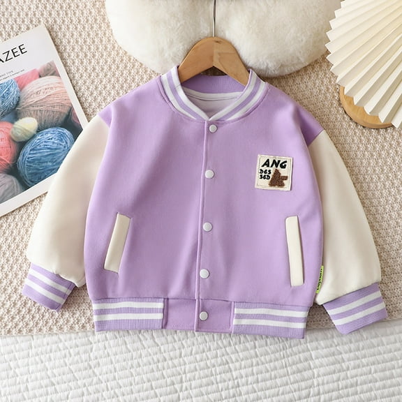 Hauaitttt Toddler Boys Girls Long Sleeve Outwear Jacket Coat Patchwork Baseball Clothes Water Proof Jacket Kids Lightweight Coat Baby Girl Medium Weight Coat Girls Tan Trench Coat Girls Cute Jackets