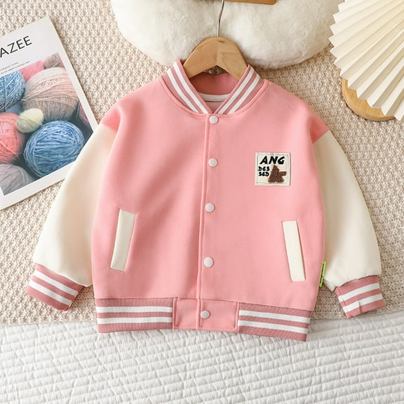 Hauaitttt Toddler Boys Girls Long Sleeve Outwear Jacket Coat Patchwork Baseball Clothes Water Proof Jacket Kids Lightweight Coat Baby Girl Medium Weight Coat Girls Tan Trench Coat Girls Cute Jackets