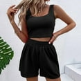 thumbnail image 1 of Hauaitttt Two Piece Outfits Women Summer Shorts Sets 2 Piece Sleeveless Matching Crop Top and High Waisted Shorts for Women Lap for Women Cute Swimming Suits Cute Summer Clothes for Juniors Ladies, 1 of 6