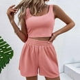 thumbnail image 1 of Hauaitttt Two Piece Outfits Women Summer Shorts Sets 2 Piece Sleeveless Matching Crop Top and High Waisted Shorts for Women Lap for Women Cute Swimming Suits Cute Summer Clothes for Juniors Ladies, 1 of 7