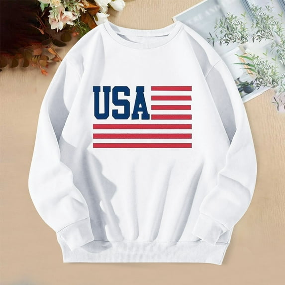 Hauaitttt U.S.A Letter Graphic Thermal Print Hoodie Alien Outfit Women Ladies Sweaters Knit Sleeve Ladies Zip Sweater Comfort Color Sweatshirts Women Tunic Zip up Hoodie Crop Comfy Womens Long Sleeve
