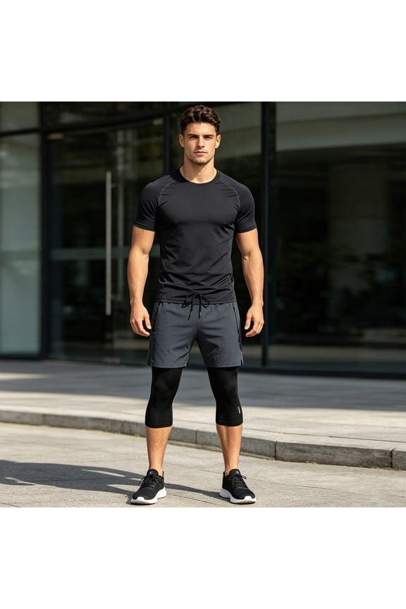 Versatile Training Tights with Layered – 78 Length Performance Pants for Running Gym and Leisure Warm up Suits for Men Baseball Warm up Tracksuit Men Guys Clothes S Track Suit Official