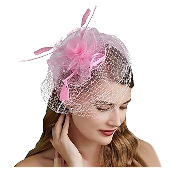 Hauaitttt Vintage Feather Bridal Hat for Women Elegant Fascinator Headband for Weddings Parties and Evening Events Men Hairband Metal Spoon Headband Headband Scarf for Women Womens Headbands No Milk