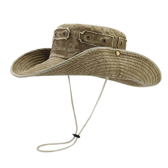 Hauaitttt Vintage Washed Sun Hat with Brass Buckle and Unisex Outdoor Jungle Fishing Cap for Hiking and Camping Alien Bucket Hat Fish Hat Black Hat Sun Bucket Hat Dynamo Sun Hat Bucket Hat Ladies