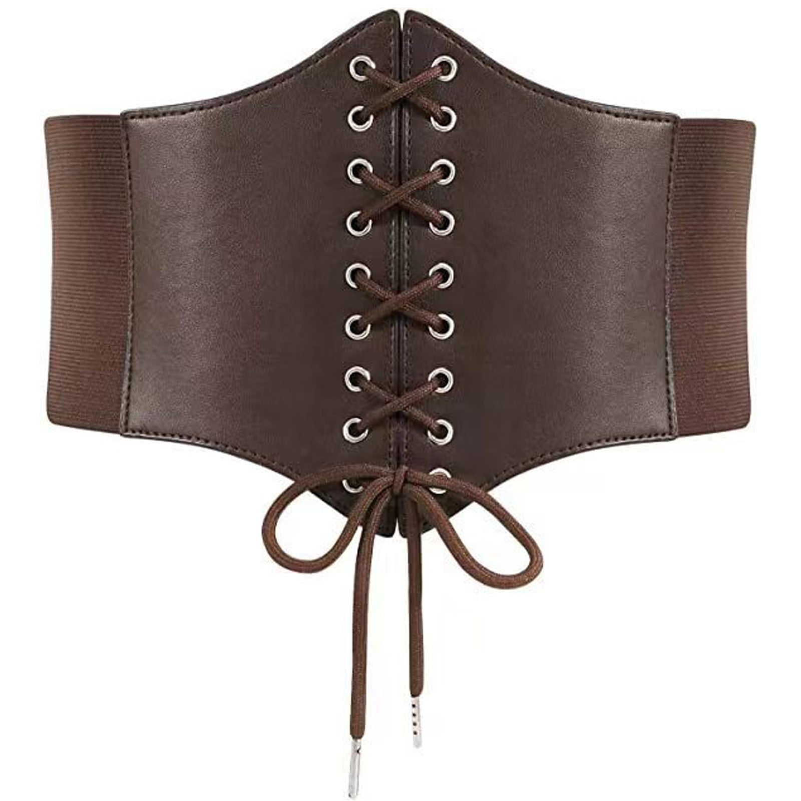 Leather vintage corset style belt 80s black leather corset belt sz L / vintage 1980s lace up  main image 2