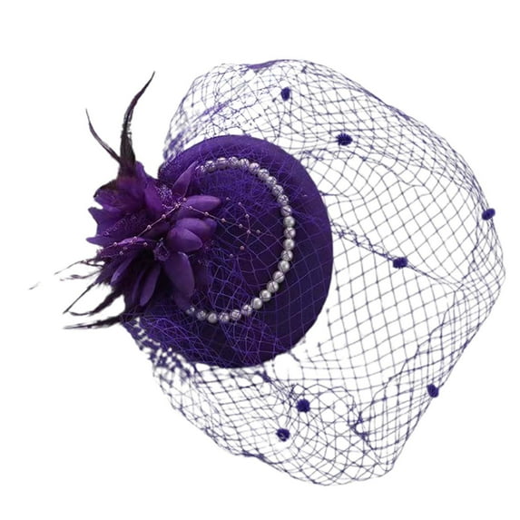 Hauaitttt VintageWedding Fascinator Hat with Netting and Feathers Elegant Headpiece for Ladies for Race Day Events and Bridal Occasions Stretchy Headbands for Girls Dress up Headbands for Women