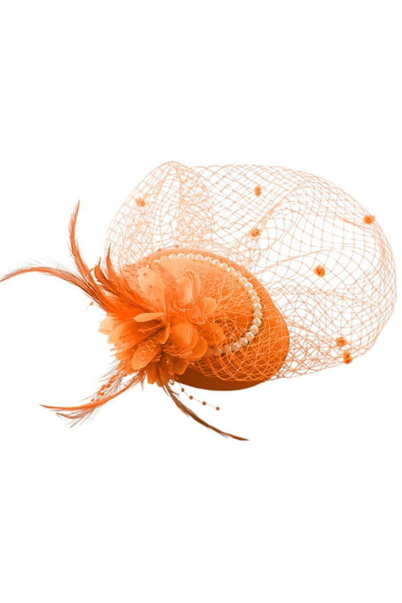 VintageWedding Fascinator Hat with Netting and Feathers Elegant Headpiece for Ladies for Race Day Events and Bridal Occasions Stretchy Headbands for Girls Dress up Headbands for Women