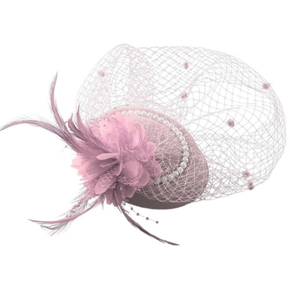 Hauaitttt VintageWedding Fascinator Hat with Netting and Feathers Elegant Headpiece for Ladies for Race Day Events and Bridal Occasions Women's Headbands Headband Men Adult Women Headbands Headband