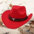 thumbnail image 1 of Hauaitttt Western Cowboy Style Hat Jazz Bowler Hat Cow Head Decoration Ethnic Style Hat Cowboys Hat for Women Wool Hats for Men Xmas Hats for Adults Outback Hat Hat Holster Plain Cowboy Hats for Men, 1 of 3