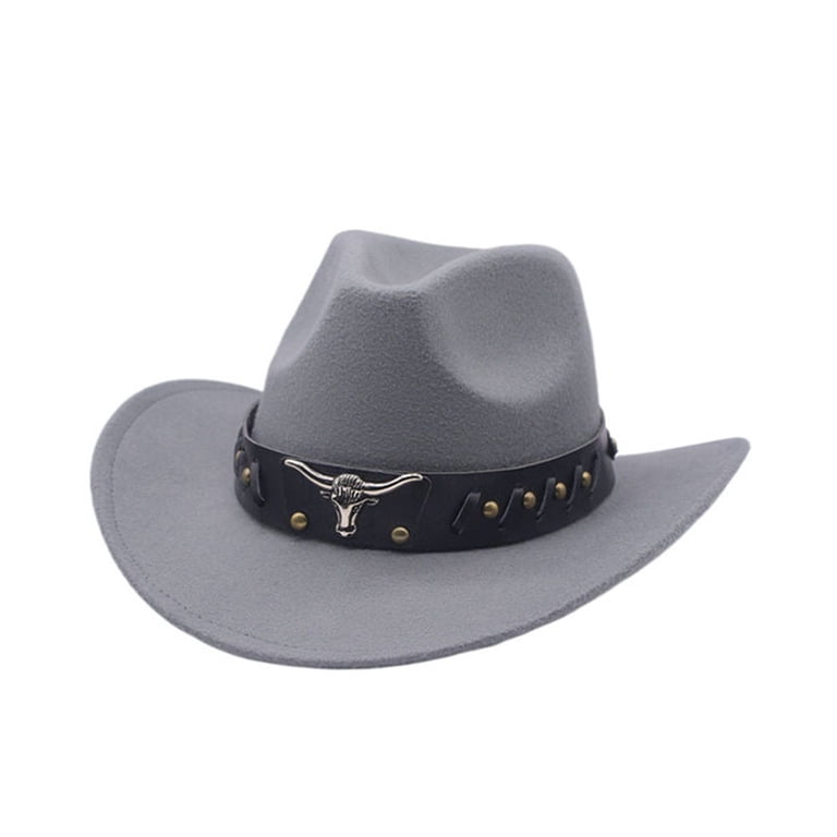 Hauaitttt Western Denim Curved Top Hat Woolen Big Brimmed  display picture 3