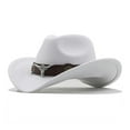 thumbnail image 1 of Western Denim Curved Top Hat Woolen Big Brimmed Hat Style British Jazz Hat Merchandise for Men Preppy Hats Cowboy Party Cow Print Shorts Vintage Hat Apparel Men Fedora Mens Hats Summer Beach, 1 of 2