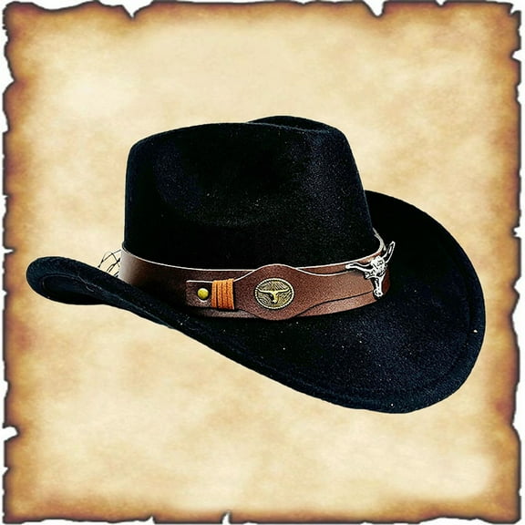 Hauaitttt Western Style Cowboy Hat with Cow Head Decoration Outdoor Outing Casual Style Sun Hat Foam Cowboy Hat Cow Print Hat Cow Girl Hat with Cowboy Boots for Men Cowboy Hat Men Cowboy Hat Party