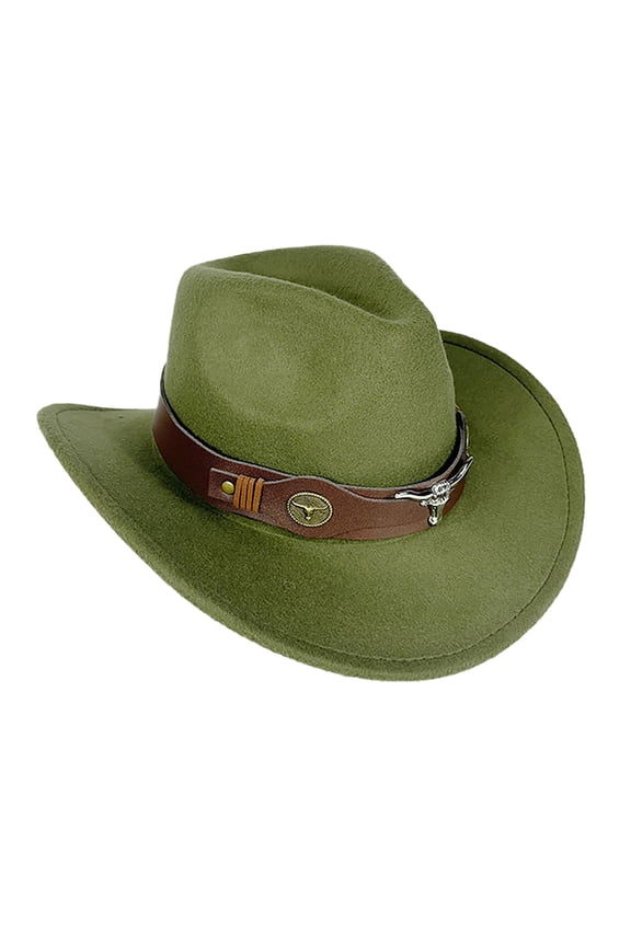 Western Style Cowboy Hat with Cow Head Decoration Outdoor Outing Casual Style Sun Hat Oversized Hats for Men Cow Girl Hat for Women Pale Hat Hats for Boys Girls Cowboy Hat Toddler Foldable