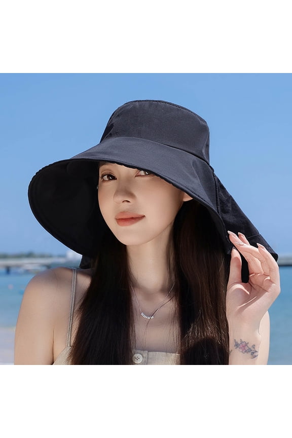 Wide Brim Sun Hat with Detachable Scarf Summer UPF 50+ Beach Hat for Outdoor Travel Gardening and Fashion Style Hat Wide Pineapple and Star Hat Women for Beach Large Visor Hats for Women