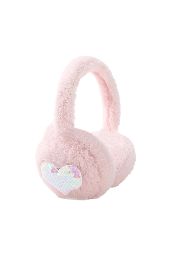 Winter Cat Ear Earmuff Sequin Heart Shape Ear Muf Adjustable Girls Women Ear Warmers Pluh Outdoor Ear Covers Dog Earmuffs for Women Furry Earmuffs Women Winter Earmuffs Winter Toddler