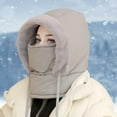 thumbnail image 1 of Hauaitttt Winter Hood Ski Hat for Women Men Thermal Hat Cap Scarf for Cold Weather Winter Headgear Men Mad Hat Men Rabbit Mens Hat Rabbit Plaid Hats Snowboarding Gear Men MenWinter Hats Mens Hat, 1 of 4