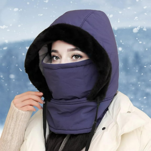 Hauaitttt Winter Hood Ski Hat for Women Men Thermal Hat Cap Scarf for Cold Weather Winter Headgear Men Mad Hat Men Rabbit Mens Hat Rabbit Plaid Hats Snowboarding Gear Men MenWinter Hats Mens Hat