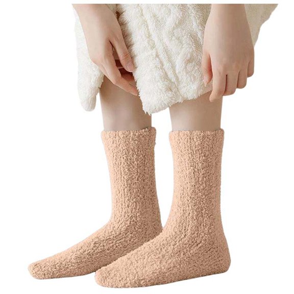 Hauaitttt Winter Non Shedding Coral Socks Keep Warm and Not The Feet Mid Tube Confinement Socks Home Sleeping Socks Swamp Apparel Leather Leg Womens Stalkings Stockings with Garter Belt Attached 7