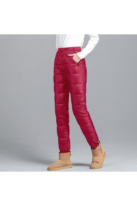 Winter Plus Plus Size Down Trousers for Men and Women Wear High Waist Thick Cold Warm White Down Trousers for Middle and Elderly People. Tall Long Petite Thermal Underwear for Women Heavy