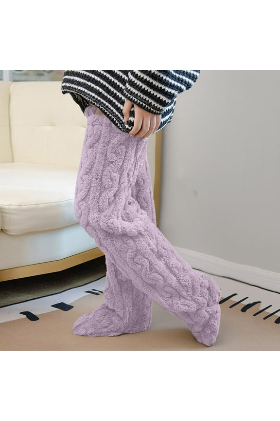 Winter Warm Socking Leg Cover Home Knee Socks Thick Woolen Pants Leg Warmers Fashion Soft Stretch Socking Thigh High Stocking plus Size Knit Tights for Women Lace Stockings for Women Tights