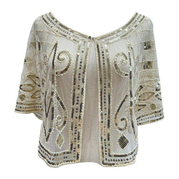 Hauaitttt Women 1920s Flapper Shawl Sequin Beaded Shawls and Wraps for Evening Dresses/Party/Wedding/Formal/Harlem Night Women Coat Travel Wrap Winter Scarfs Winter Cloaks for Woman Roaring 20s for